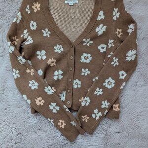 NWOT American Eagle Outfitters Brown Floral Cardigan